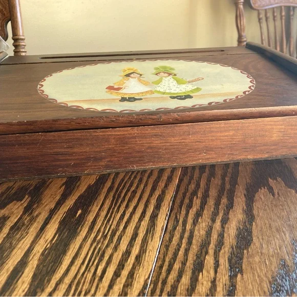 Vintage Handmade Wooden Slant Top Lap Storage Writing Desk Hand-Painted Girls - Picture 3 of 16